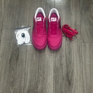 Bape Fuchsia High-Top Sneakers with Extra Laces